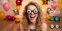 Wearer showing the spinning googly eye effect at a party