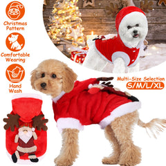 Pet Christmas Clothes Santa Claus Reindeer Antlers Costume Winter Outf