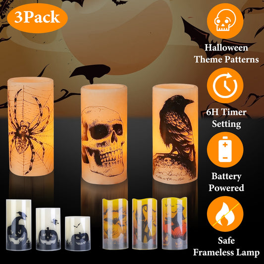 three flameless paraffin candle lamps with a timer 3 Pack