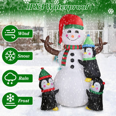 5.9FT Christmas Inflatable Outdoor Decoration Snowman Penguin Blow Up