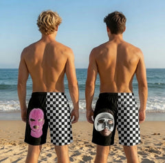 Casual men's shorts - Customized portrait fun mask