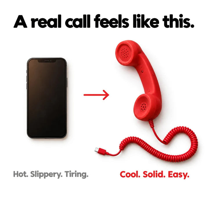 Diagram: a smartphone connected to the retro handset for calls