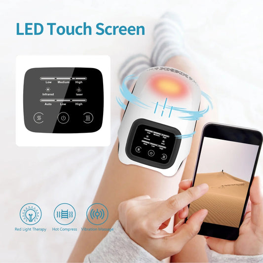 Cordless Knee Massager with Heat, 3 Heating & Vibration Modes, Adjustable Strap, Large LED Screen, Ideal Gift for Grandma & Grandpa