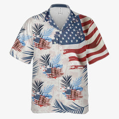 Vintage American Flag Palm Leaf Hawaiian Shirt