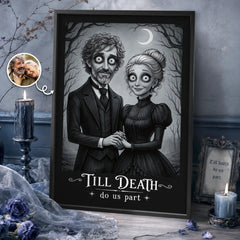 Custom Photo Vertical Poster - Personalized Halloween Anniversary Wedding Gifts For Husband And Wife, Him And Her - Shadows Of Endless Love