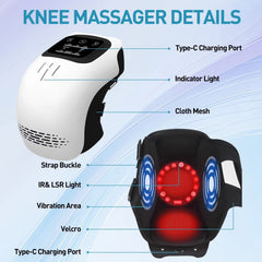 Cordless Knee Massager with Heat, 3 Heating & Vibration Modes, Adjustable Strap, Large LED Screen, Ideal Gift for Grandma & Grandpa