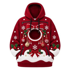 CuddlePaws Christmas Pet Hoodie - 3D Gingerbread Plush Puppy Carrier Sweatshirt | Cozy Front Pet Pouch with Zip Opening | Funny Holiday Matching Outfit Gift for Dog Moms