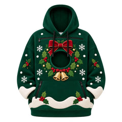 CuddlePaws Christmas Pet Hoodie - 3D Gingerbread Plush Puppy Carrier Sweatshirt | Cozy Front Pet Pouch with Zip Opening | Funny Holiday Matching Outfit Gift for Dog Moms