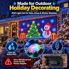 Christmas RGB LED Wall Curtain Lights - Programmable House Net Display with 400 Individually Addressable LEDs, Remote & APP Control, 6 Dynamic Modes, Outdoor Wall Light for Holiday Home Facade