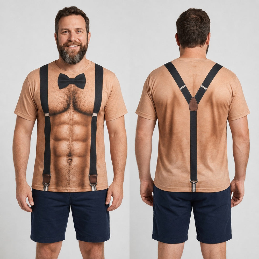 Showboy illusion print Halloween costume tee - harness sparkle design