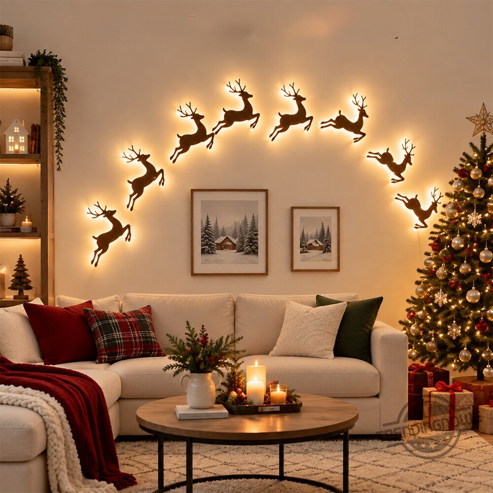 Lighted Reindeer Christmas Wall Decor - product photo 2