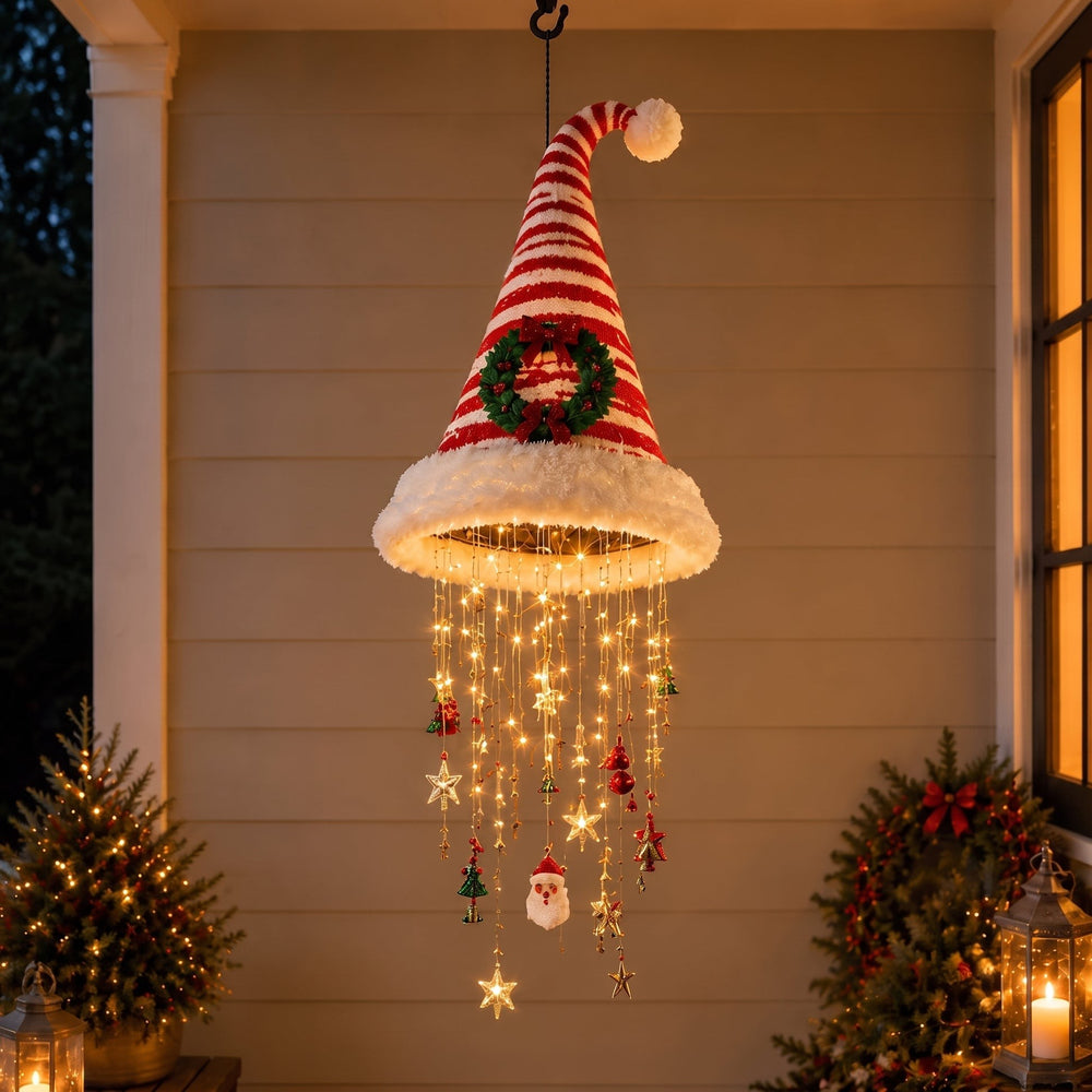 Wreath design Christmas pendant LED lamp - outdoor holiday entryway decor