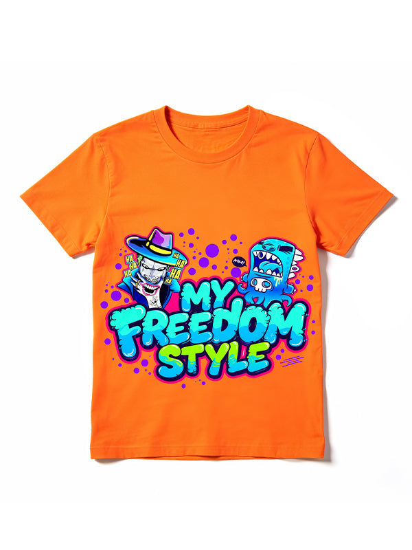 My Freedom Style Graffiti Cartoon Graphic Short Sleeve T-Shirt