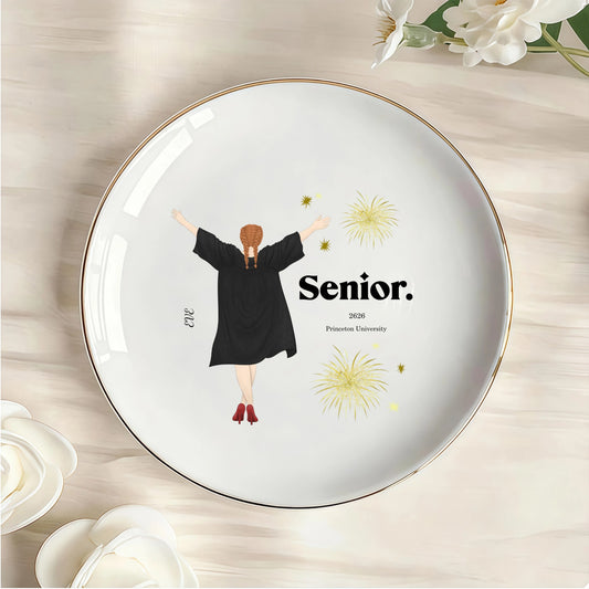 Custom Graduation Season Personalized Round Jewelry Dish