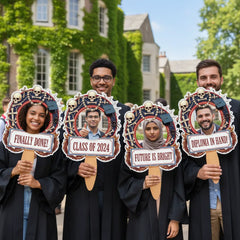 Custom Vintage Skull Photo Graduation Gift - Personalized Graduation Fan