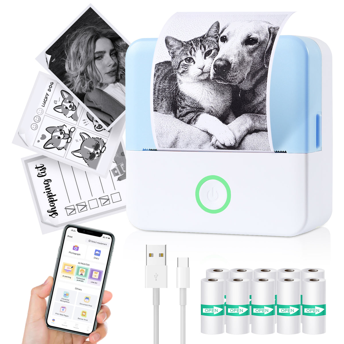 Mini Portable Bluetooth Thermal Printer | Inkless Pocket Sticker & Photo Printer for Notes, Lists & DIY Art