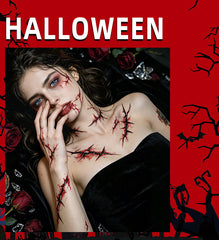 Halloween horror surgical thread wound tattoo sticker