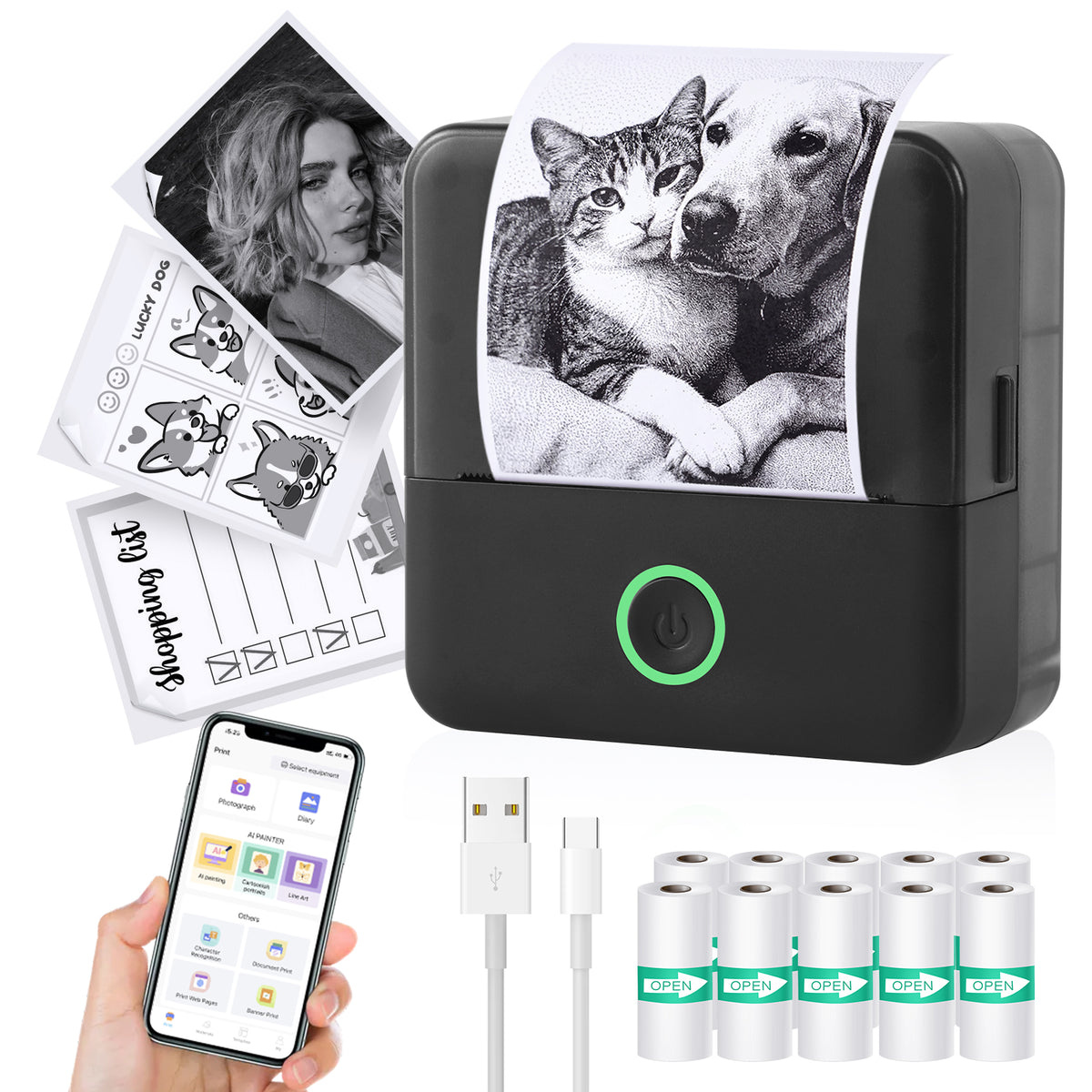 Mini Portable Bluetooth Thermal Printer | Inkless Pocket Sticker & Photo Printer for Notes, Lists & DIY Art