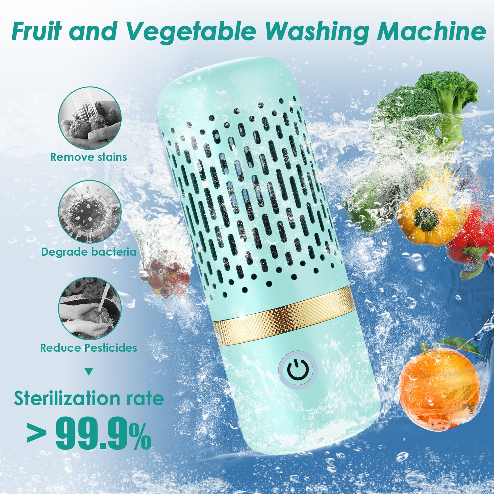 Wireless Fruit & Vegetable Cleaner | 99.9% Sterilization Produce Wash