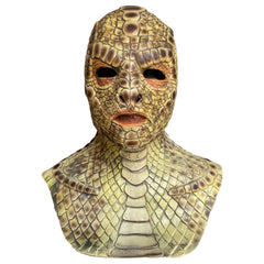 Reptile Snake Full Head Mask with Neck, Realistic Lizard Skin Latex Mask, Scary Serpent Costume Mask for Halloween Cosplay Party