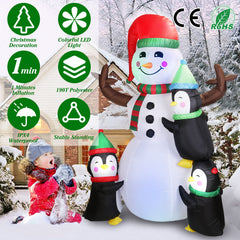 5.9FT Christmas Inflatable Outdoor Decoration Snowman Penguin Blow Up Yard Decoration with LED Light Built-in Air Blower for Winter Holiday Xmas Garde