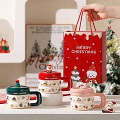 Santa Lid Christmas Mug – Ceramic Holiday Cocoa Cup That Comes Ready to Gift