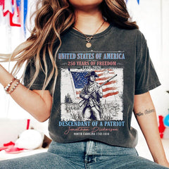 Custom Descendant of a Patriot Shirt, Personalized Revolutionary War Ancestry Tee, 1776-2026 USA 250th Anniversary, Genealogy Heritage Gift