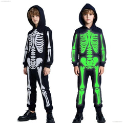 Halloween 3D Skull Glowing Children's Clothing - One-piece Skeleton Costume