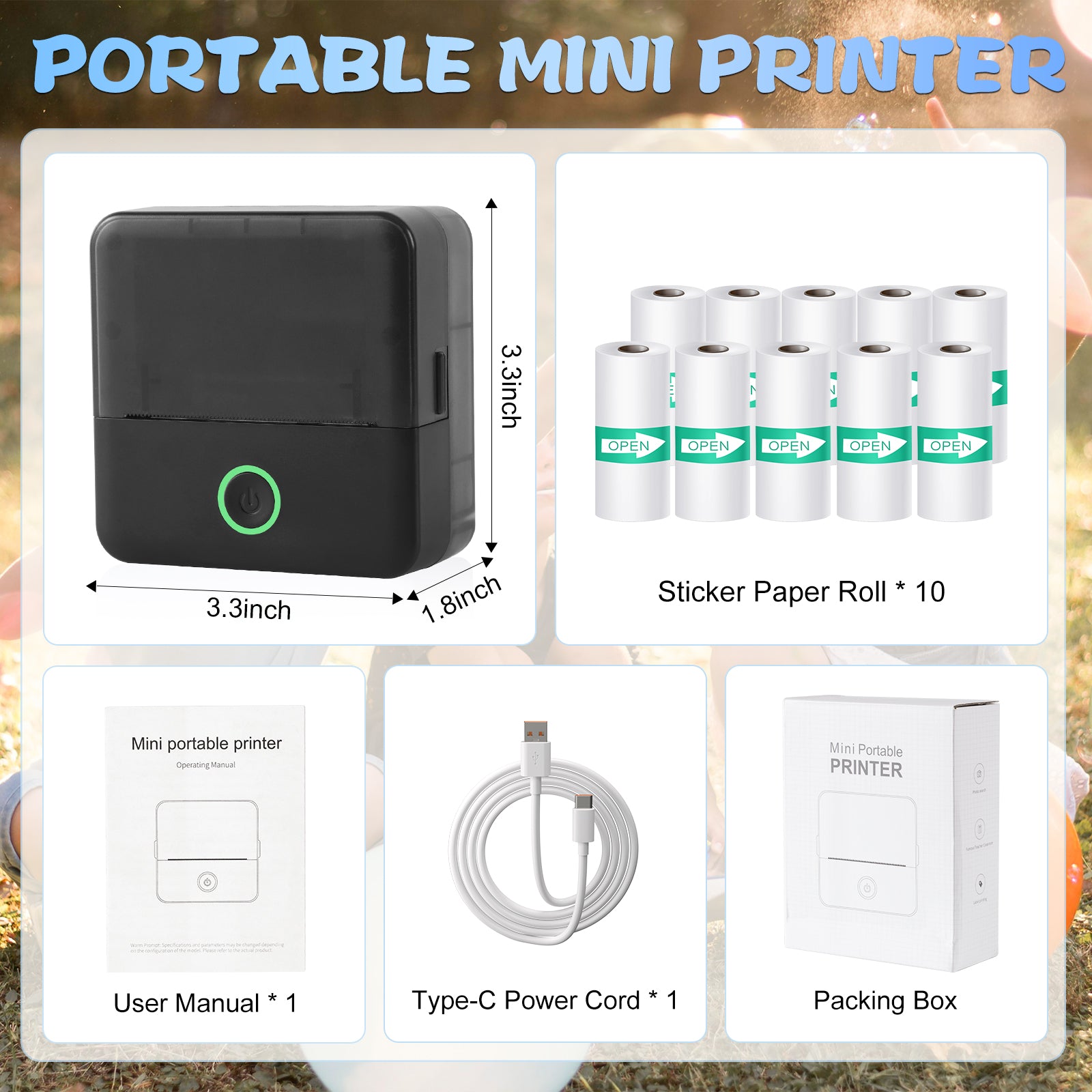 Mini Portable Bluetooth Thermal Printer | Inkless Pocket Sticker & Photo Printer for Notes, Lists & DIY Art