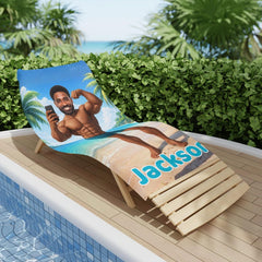 Personalized Muscle Beach Towel with Face and Name, Funny Gym Gift, Bachelor Party Gifts.