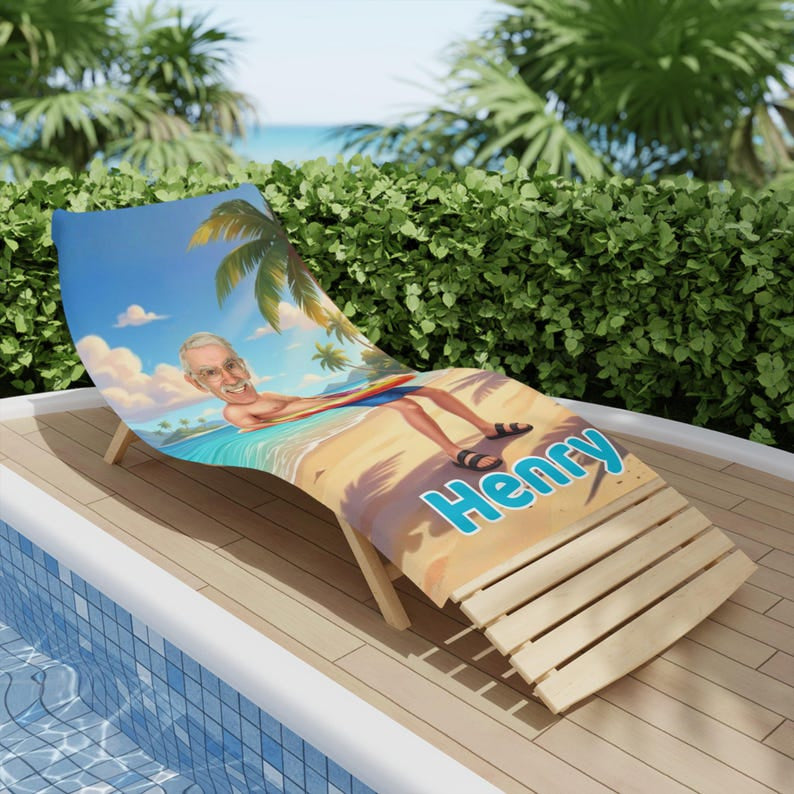 Personalized Funny Beach Towel with Face & Name, Custom Grandpa Gift, Funny Bath Towels.