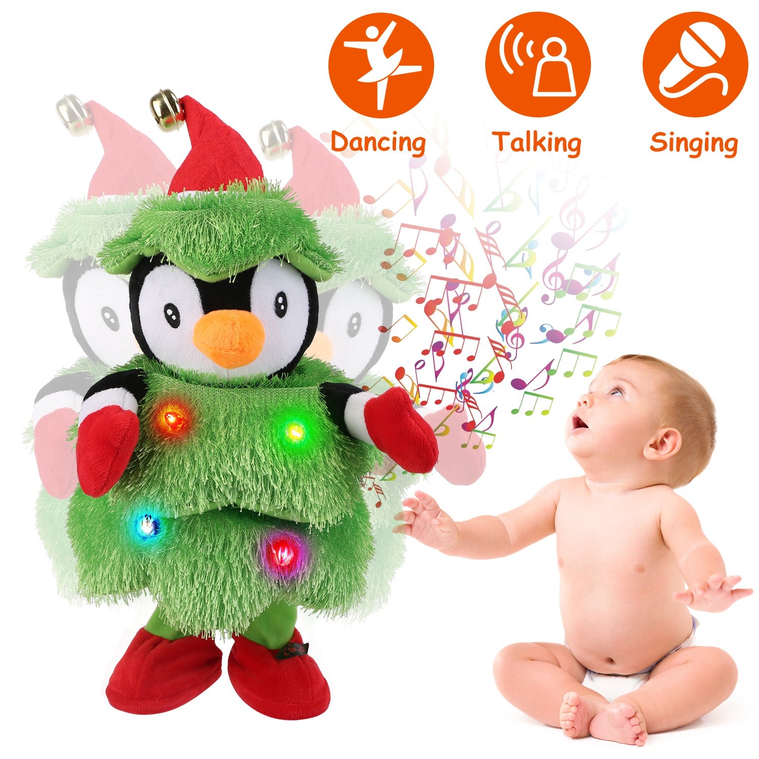 Electric Dancing Singing Plush Toy Twisting Penguin Toy Talking Interactive Mimicking Funny Songs Wiggly Dance Kid Christmas Gift