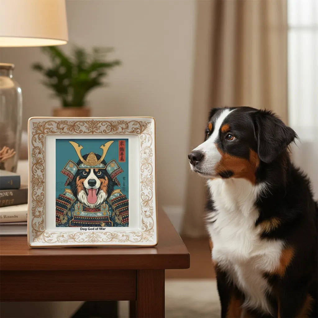 Personalized Vintage Aesthetic Jewelry Dish - Custom Photo Ceramic Trinket Tray with Botanical & Wildlife Border
