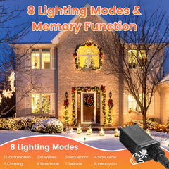330FT 1000LED String Lights Outdoor Christmas Decoration Lights with Remote IP44 Waterproof 8 Lighting Modes 8 Brightness Timer Plug In Fairy Light Xm