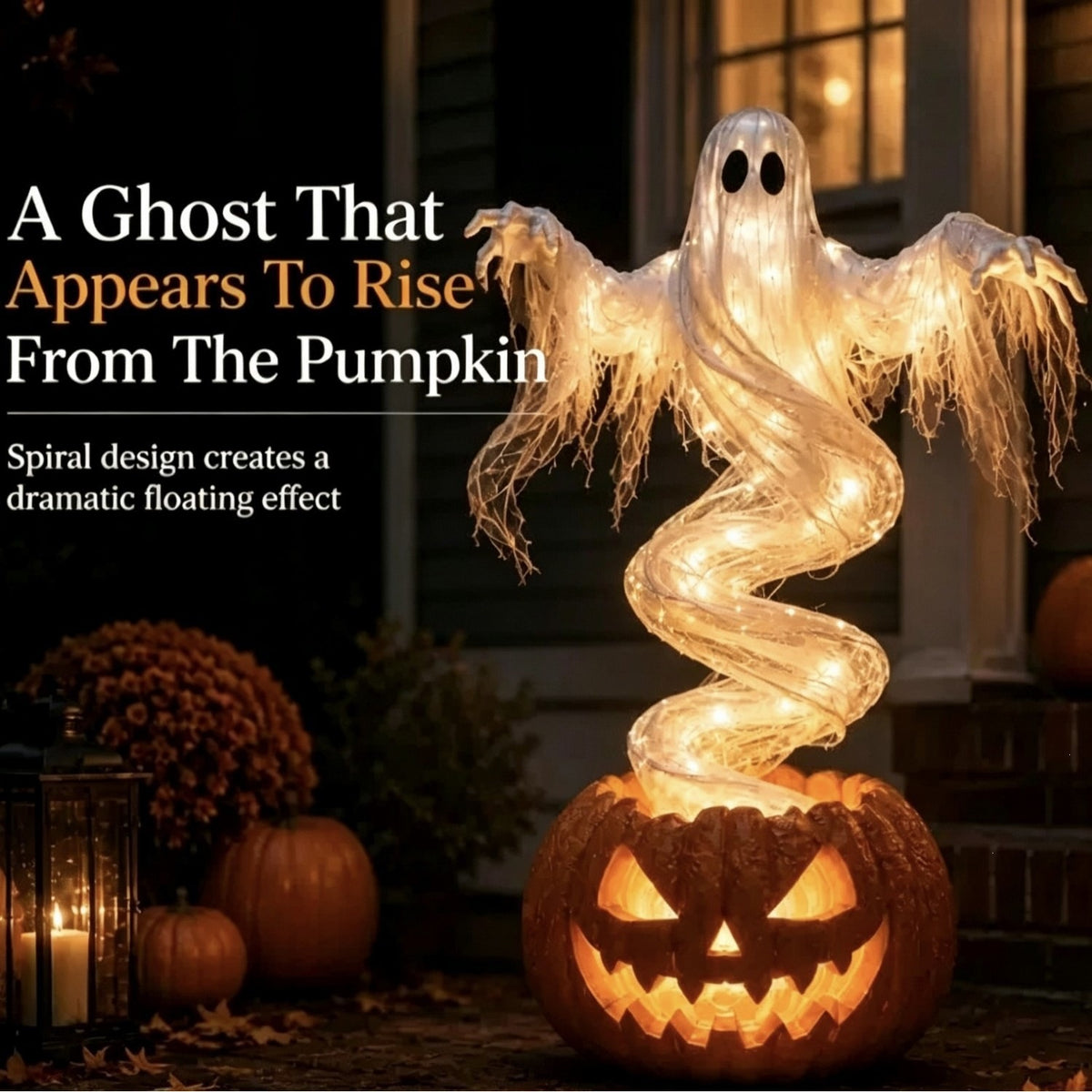 Rotating Ghost Pumpkin Patio Lamp - Perfect for adding a touch of spooky atmosphere to your outdoor space