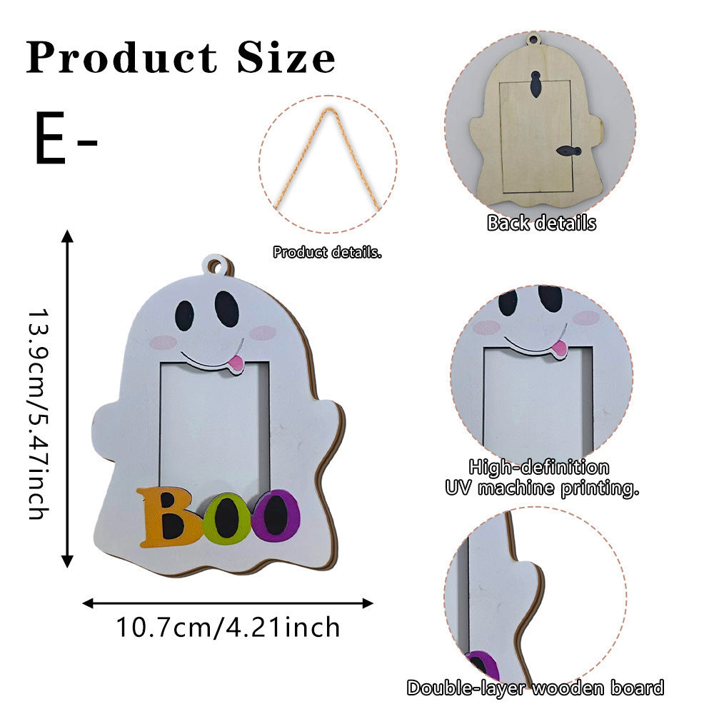 Halloween wooden photo frame decorations, wall-mounted photo frames, suitable for indoor decoration
