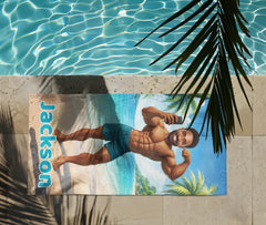 Personalized Muscle Beach Towel with Face and Name, Funny Gym Gift, Bachelor Party Gifts.