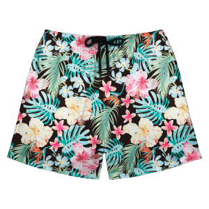 Custom Photo Hawaiian Shorts – Personalized Blue Orchid & Lush Monstera Leaf Shorts – Unique DIY Tropical Island Holiday Gift