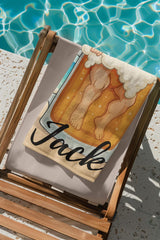 Personalized Beer Mug Beach Towel with Custom Face and Name, Funny Summer Pool Gift.