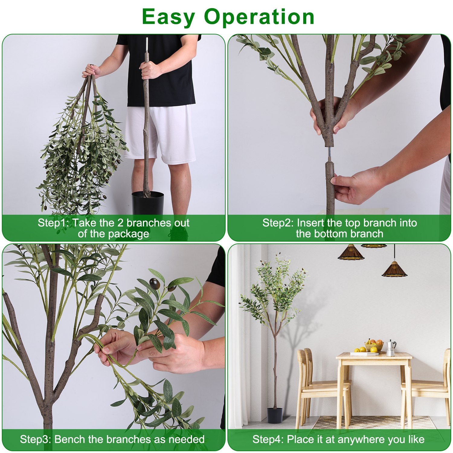 5.9FT Artificial Olive Tree Tall Fake Olive Plant Faux Potted Olive Tree with Lush Olive Branches and Fruits with Black Planter Pot for Modern Home Of