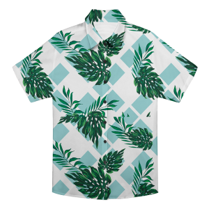 Custom Photo Hawaiian Shirt – Personalized Blue Lagoon Floral & Monstera Leaf Tee – Unique DIY Island Style Summer Gift