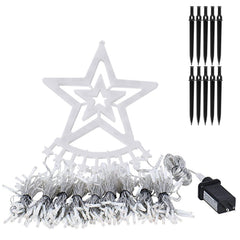 11.48FT 350LED Multicolored Christmas Star Waterfall Tree String Light Indoor Outdoor Waterproof String Lights With Star Topper 8 Light Modes Memory F