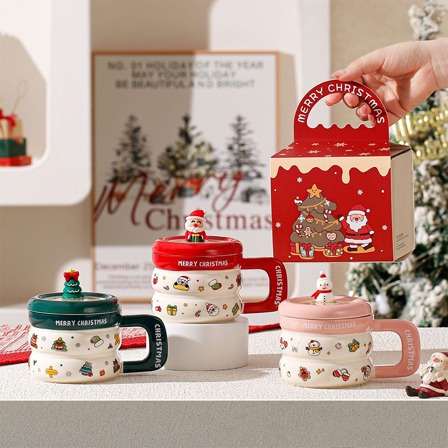 Santa Lid Christmas Mug – Ceramic Holiday Cocoa Cup That Comes Ready to Gift