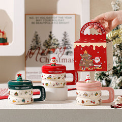 Santa Lid Christmas Mug – Ceramic Holiday Cocoa Cup That Comes Ready to Gift