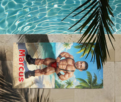 Custom Muscle Beach Towel with Face, Funny Gift for Him, Bachelor Party Gift, Workout Lovers.