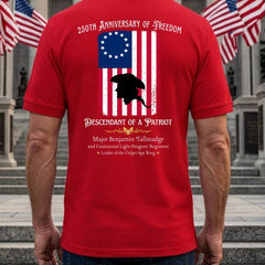 Custom Descendant of a Patriot Polo Shirt, 250th Anniversary of Freedom 1776 Men's Back Print Tee