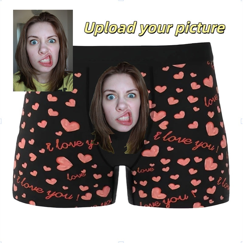 Custom Photo Boxers for Men - Put Her Face on His Underwear - Funny Anniversary, Birthday or Valentine's Day Gift for Him
