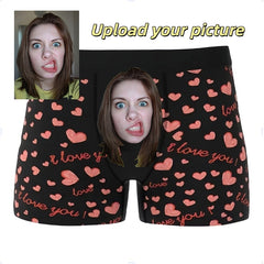 Custom Photo Boxers for Men - Put Her Face on His Underwear - Funny Anniversary, Birthday or Valentine's Day Gift for Him