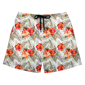 Custom Photo Hawaiian Shorts – Personalized Vibrant Sunflower & Green Foliage Beach Trunks – Unique DIY Summer Luau Apparel