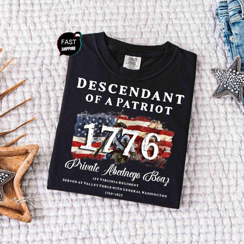 Descendant of a Patriot Shirt, Revolutionary War Heritage Tee, Vintage American Revolution Gift